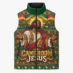 Cameroon Jesus Christmas Sleeveless Puffer Jacket African Culture Ugly Knit Pattern