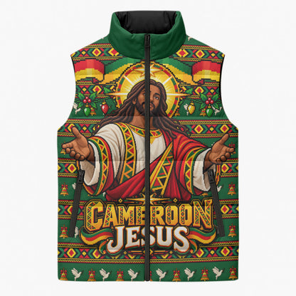 Cameroon Jesus Christmas Sleeveless Puffer Jacket African Culture Ugly Knit Pattern