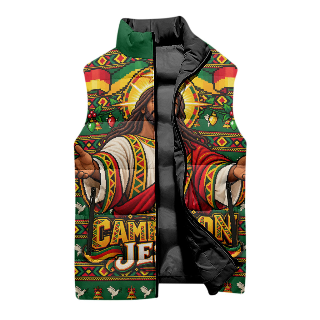 Cameroon Jesus Christmas Sleeveless Puffer Jacket African Culture Ugly Knit Pattern