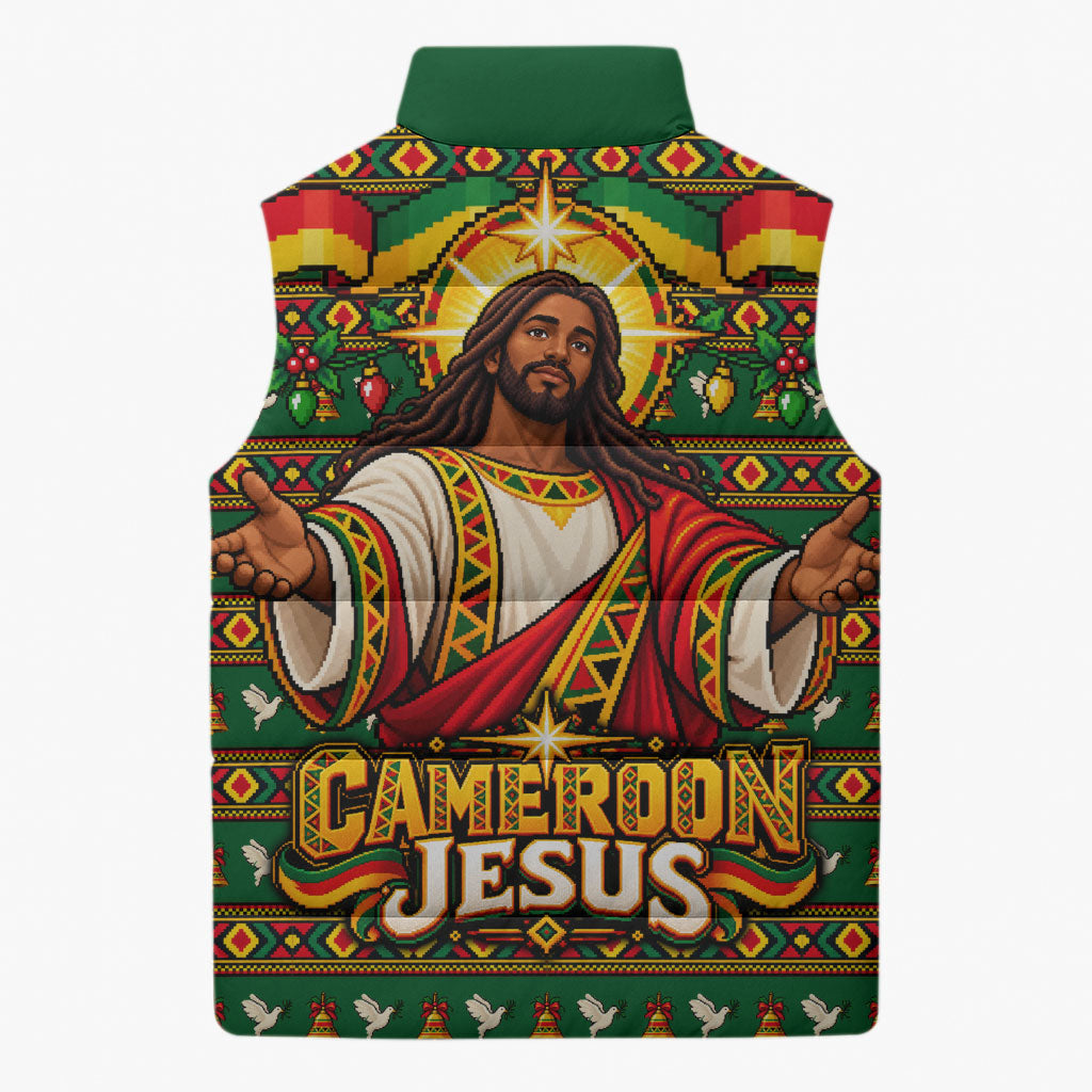 Cameroon Jesus Christmas Sleeveless Puffer Jacket African Culture Ugly Knit Pattern