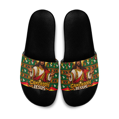 Cameroon Jesus Christmas Slide Sandals African Culture Ugly Knit Pattern