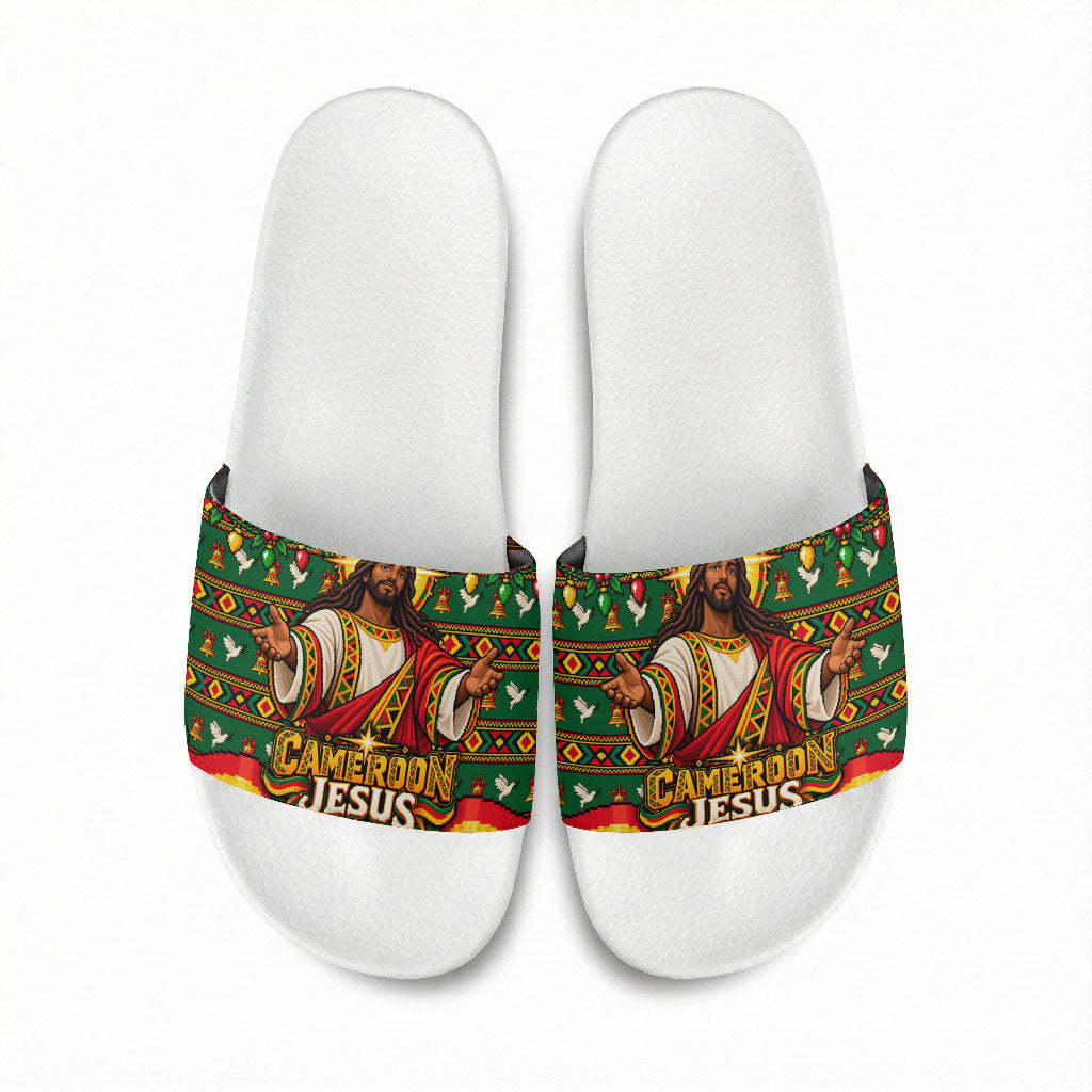 Cameroon Jesus Christmas Slide Sandals African Culture Ugly Knit Pattern