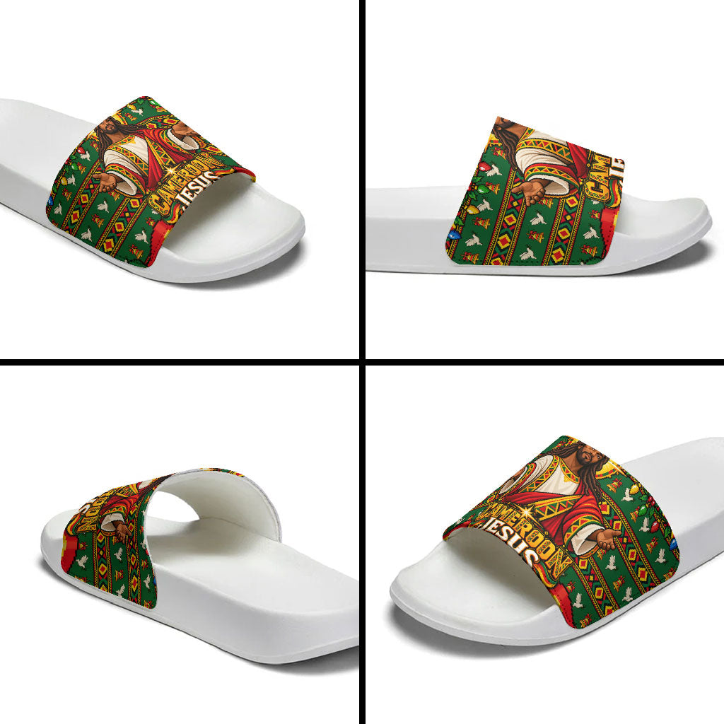Cameroon Jesus Christmas Slide Sandals African Culture Ugly Knit Pattern