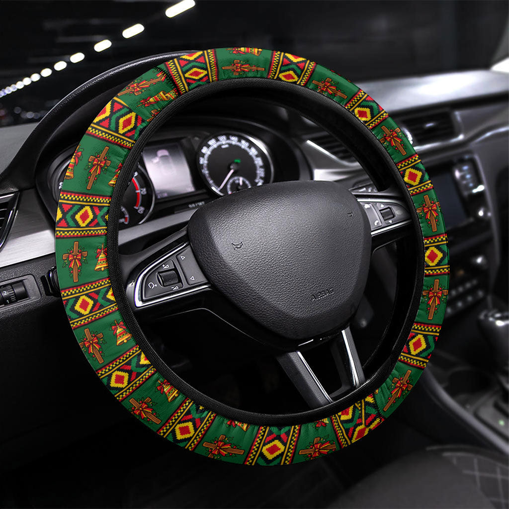 Cameroon Jesus Christmas Steering Wheel Cover African Culture Ugly Knit Pattern