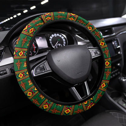 Cameroon Jesus Christmas Steering Wheel Cover African Culture Ugly Knit Pattern