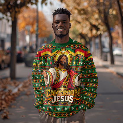 Cameroon Jesus Christmas Sweatshirt African Culture Ugly Knit Pattern