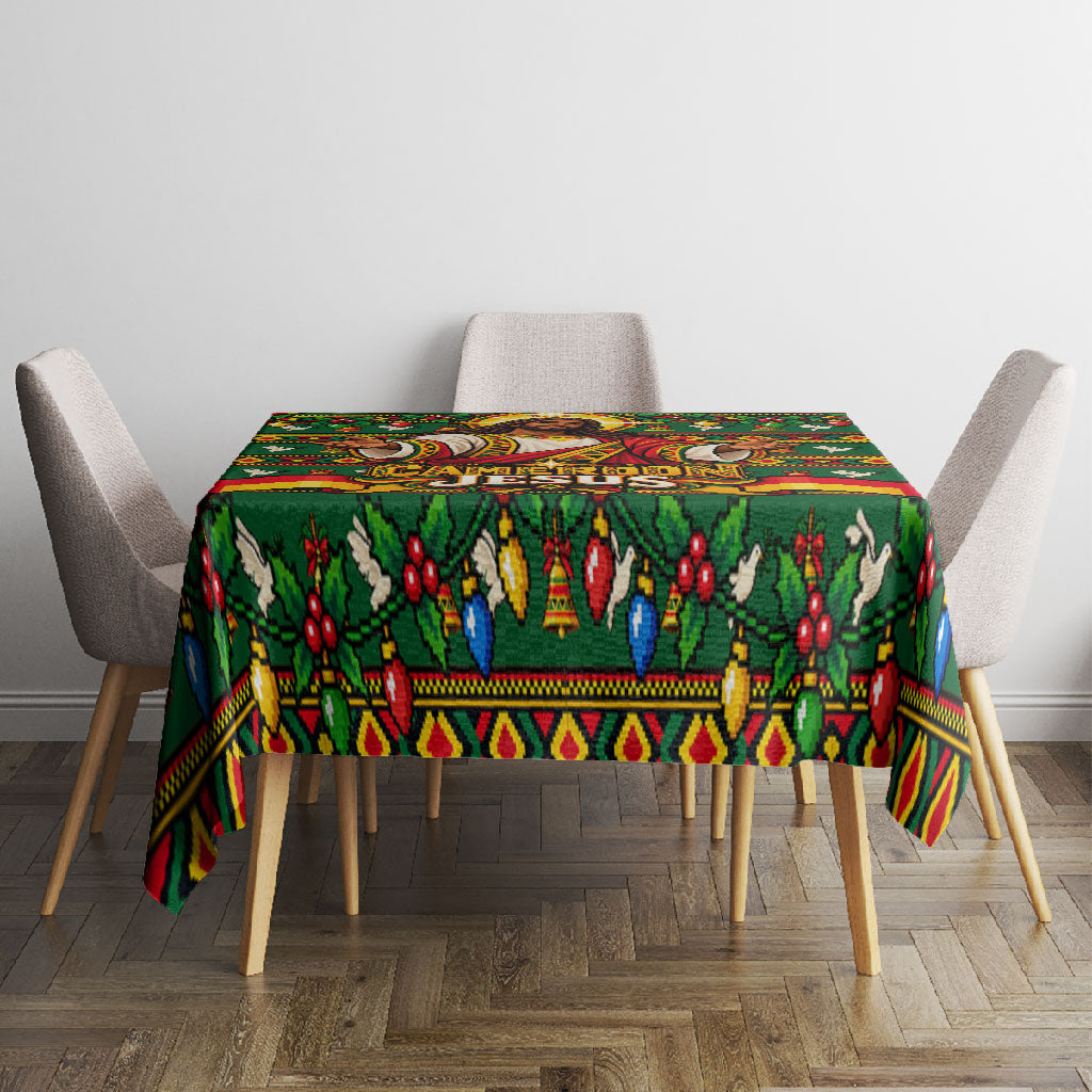 Cameroon Jesus Christmas Tablecloth African Culture Ugly Knit Pattern