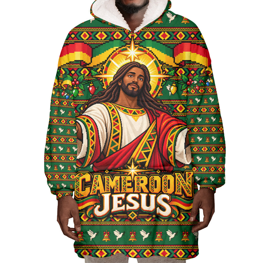 Cameroon Jesus Christmas Wearable Blanket Hoodie African Culture Ugly Knit Pattern
