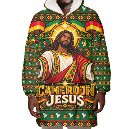 Cameroon Jesus Christmas Wearable Blanket Hoodie African Culture Ugly Knit Pattern