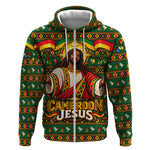 Cameroon Jesus Christmas Zip Hoodie African Culture Ugly Knit Pattern