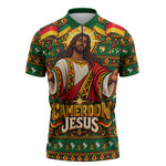 Cameroon Jesus Christmas Zipper Polo Shirt African Culture Ugly Knit Pattern