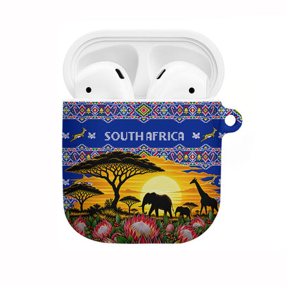 South Africa Christmas AirPods Case African Culture Protea Flower Safari Sunset