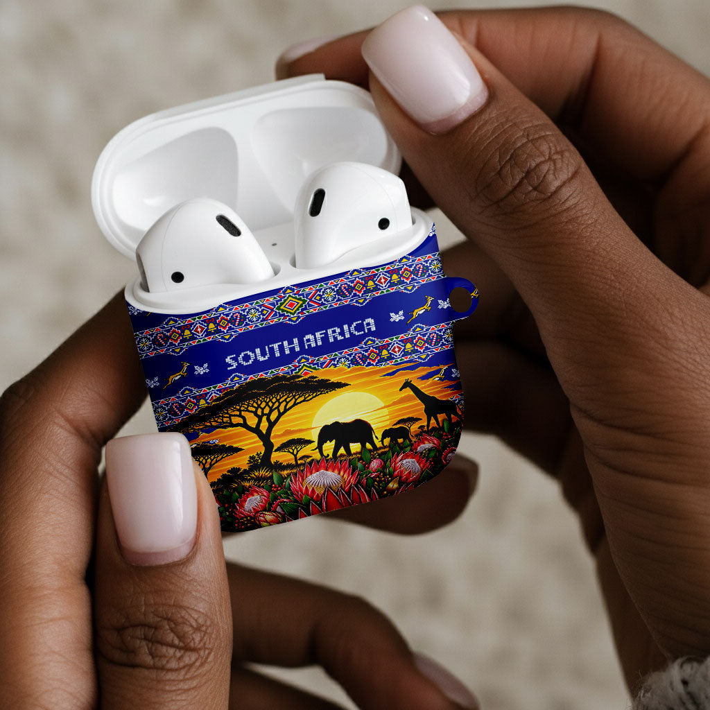 South Africa Christmas AirPods Case African Culture Protea Flower Safari Sunset