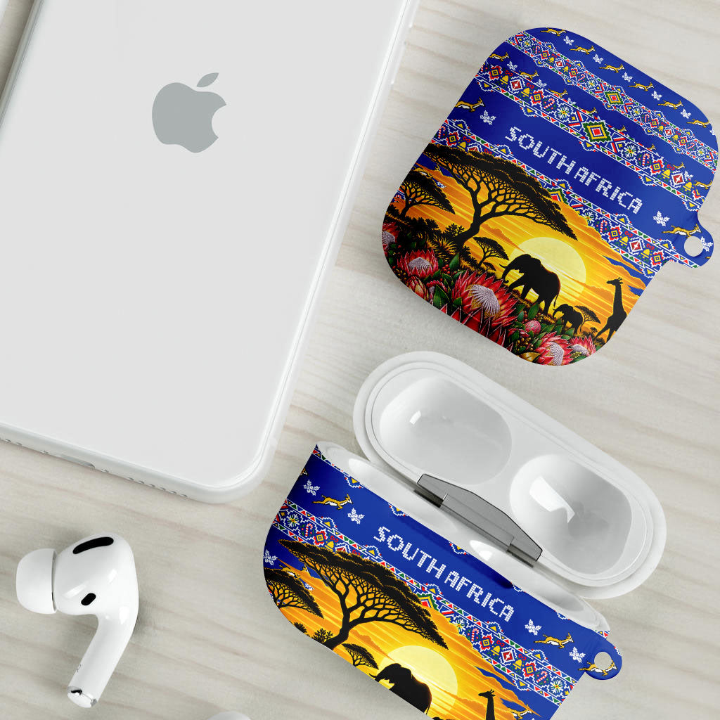 South Africa Christmas AirPods Case African Culture Protea Flower Safari Sunset