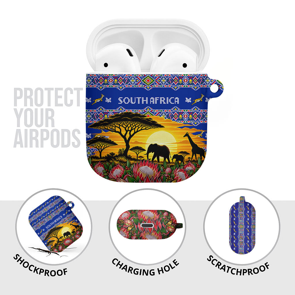 South Africa Christmas AirPods Case African Culture Protea Flower Safari Sunset