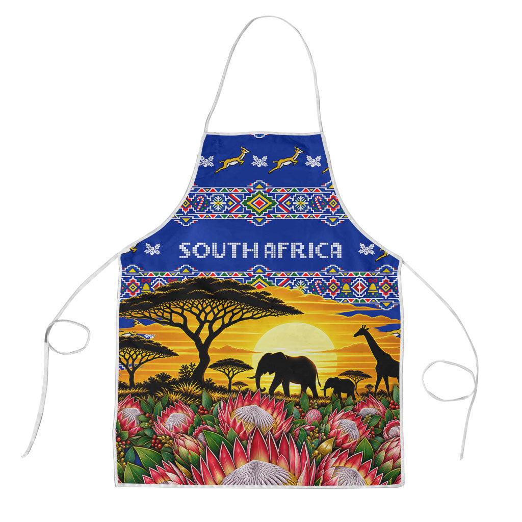South Africa Christmas Apron African Culture Protea Flower Safari Sunset