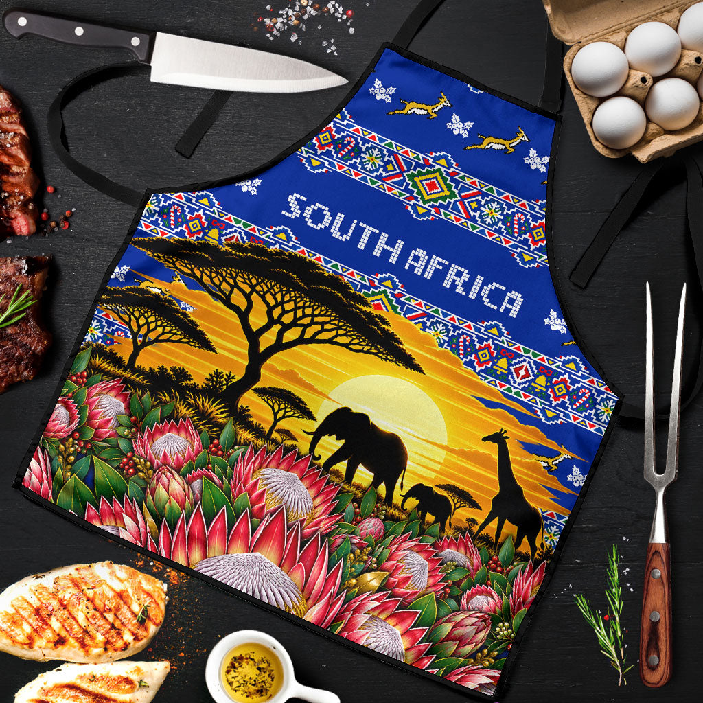 South Africa Christmas Apron African Culture Protea Flower Safari Sunset