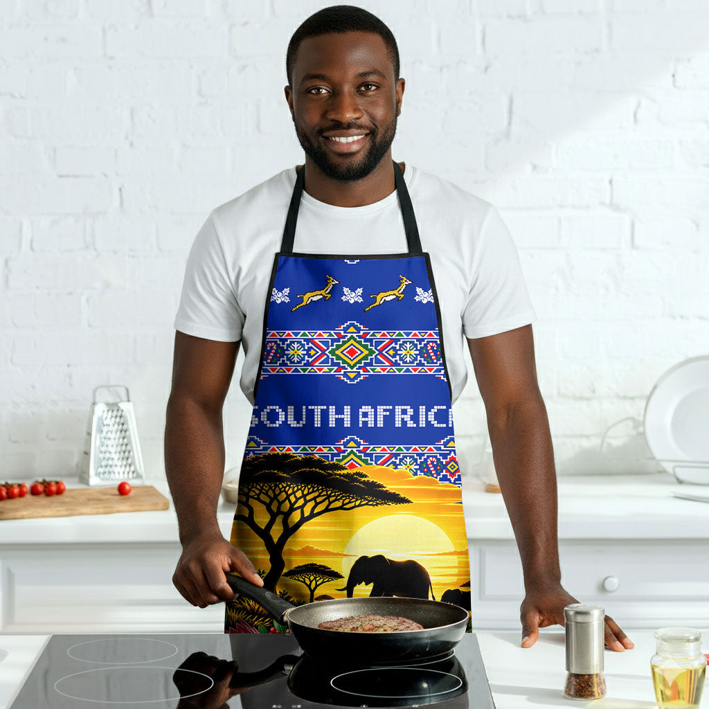 South Africa Christmas Apron African Culture Protea Flower Safari Sunset