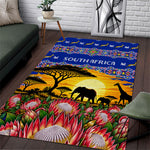 South Africa Christmas Area Rug African Culture Protea Flower Safari Sunset