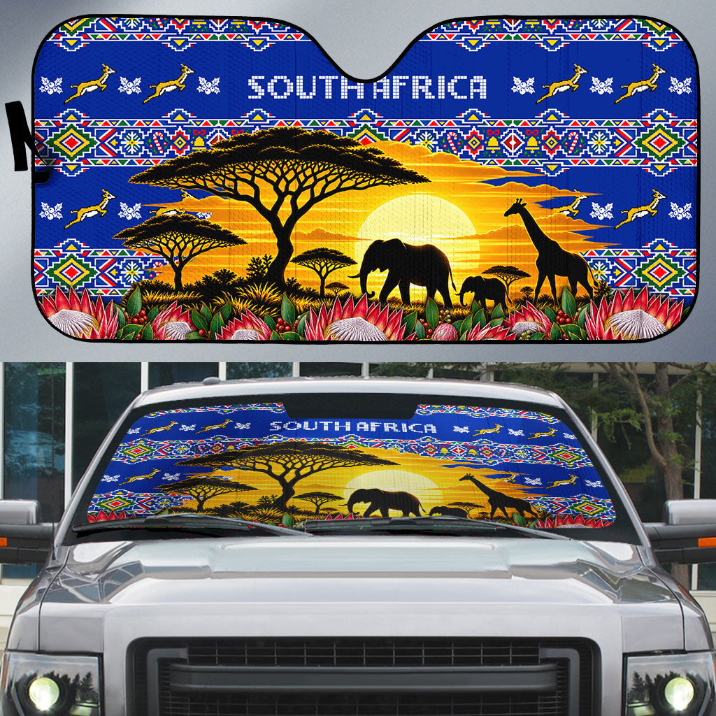 South Africa Christmas Auto Sun Shade African Culture Protea Flower Safari Sunset
