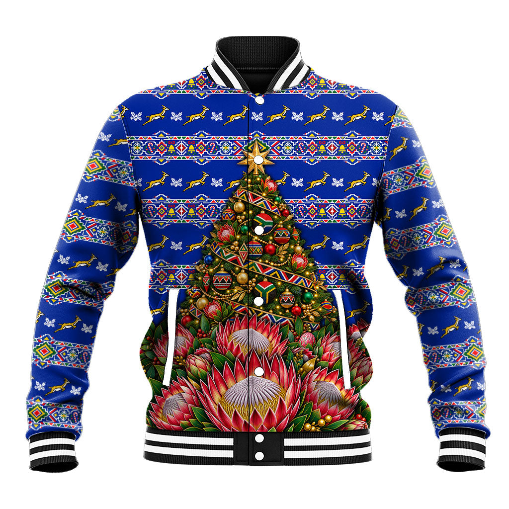 South Africa Christmas Baseball Jacket African Culture Protea Flower Safari Sunset