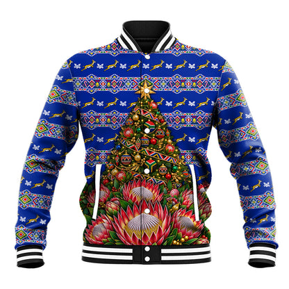South Africa Christmas Baseball Jacket African Culture Protea Flower Safari Sunset