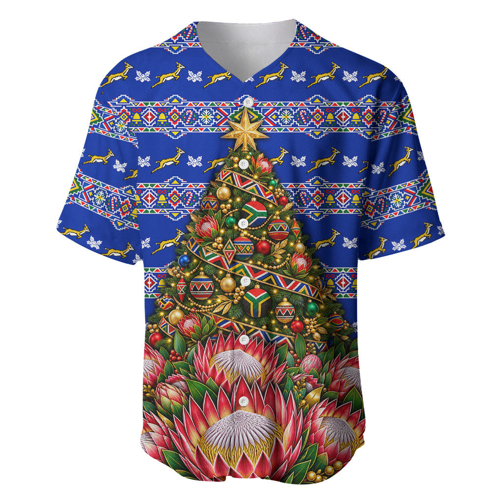 South Africa Christmas Baseball Jersey African Culture Protea Flower Safari Sunset