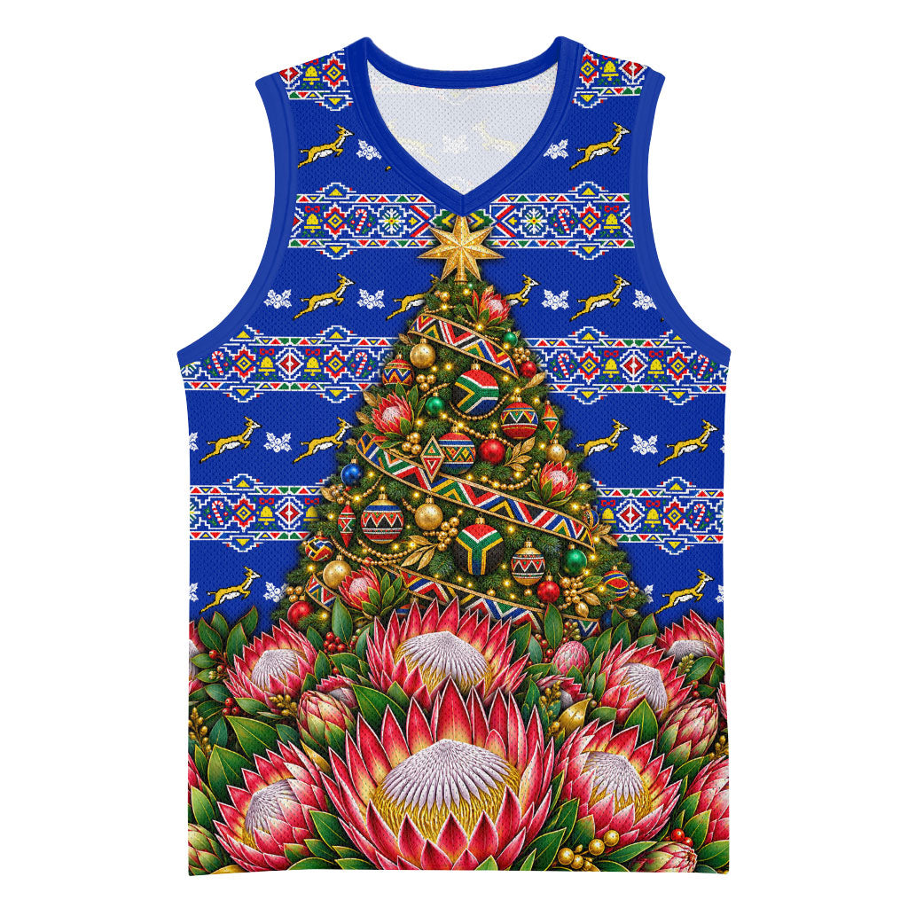 South Africa Christmas Basketball Jersey African Culture Protea Flower Safari Sunset