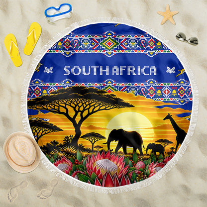 South Africa Christmas Beach Blanket African Culture Protea Flower Safari Sunset