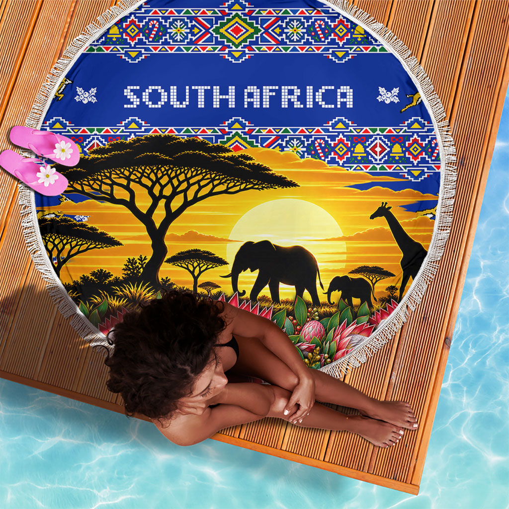 South Africa Christmas Beach Blanket African Culture Protea Flower Safari Sunset