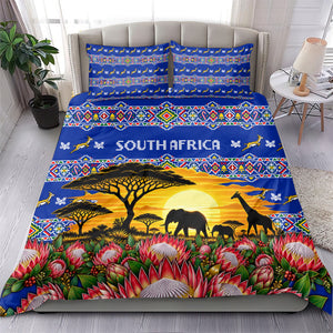 South Africa Christmas Bedding Set African Culture Protea Flower Safari Sunset