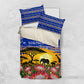 South Africa Christmas Bedding Set African Culture Protea Flower Safari Sunset