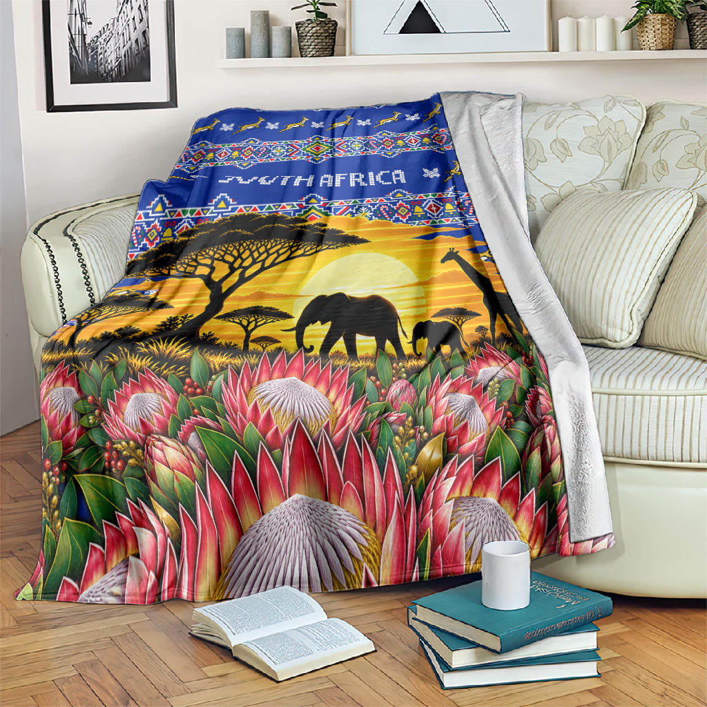South Africa Christmas Blanket African Culture Protea Flower Safari Sunset