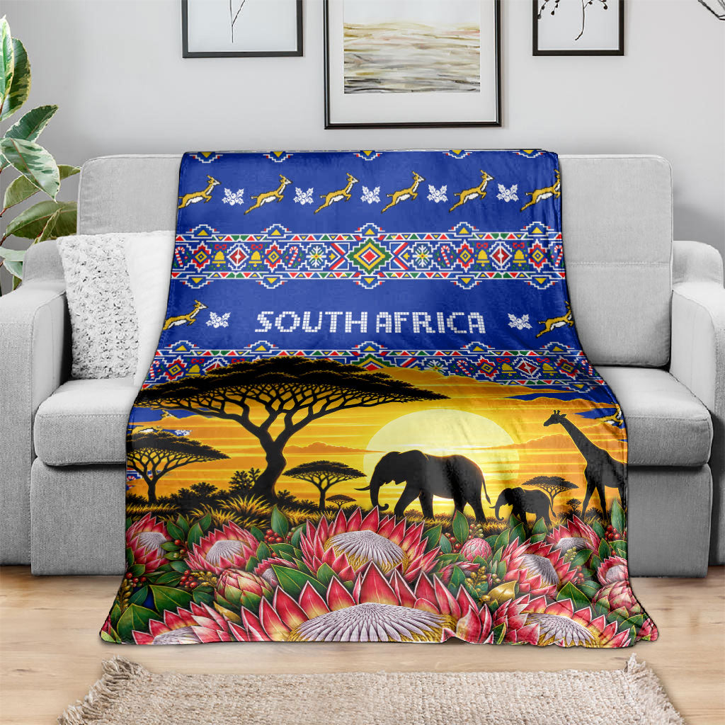 South Africa Christmas Blanket African Culture Protea Flower Safari Sunset