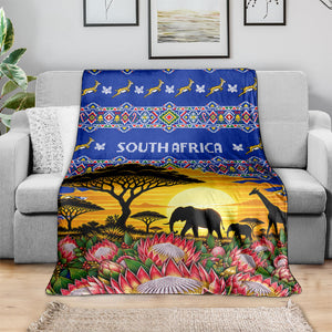 South Africa Christmas Blanket African Culture Protea Flower Safari Sunset