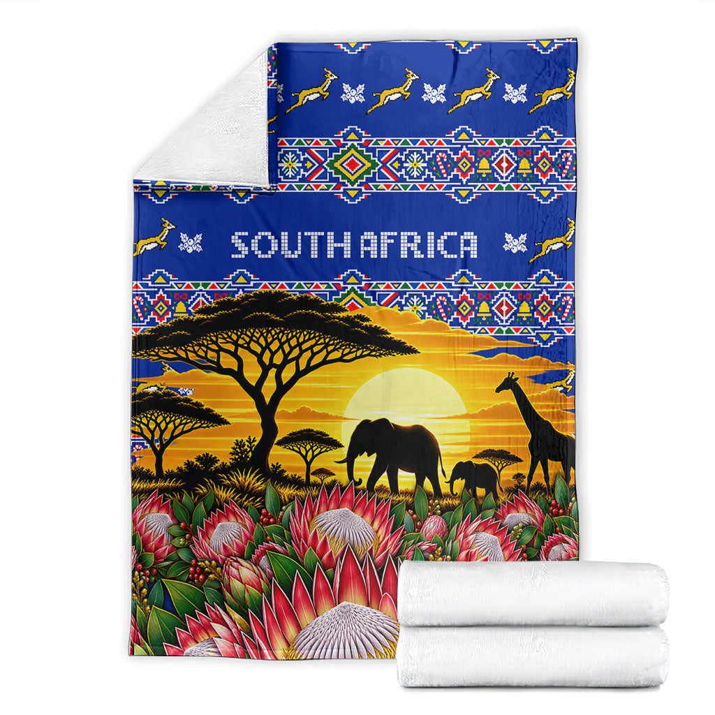 South Africa Christmas Blanket African Culture Protea Flower Safari Sunset