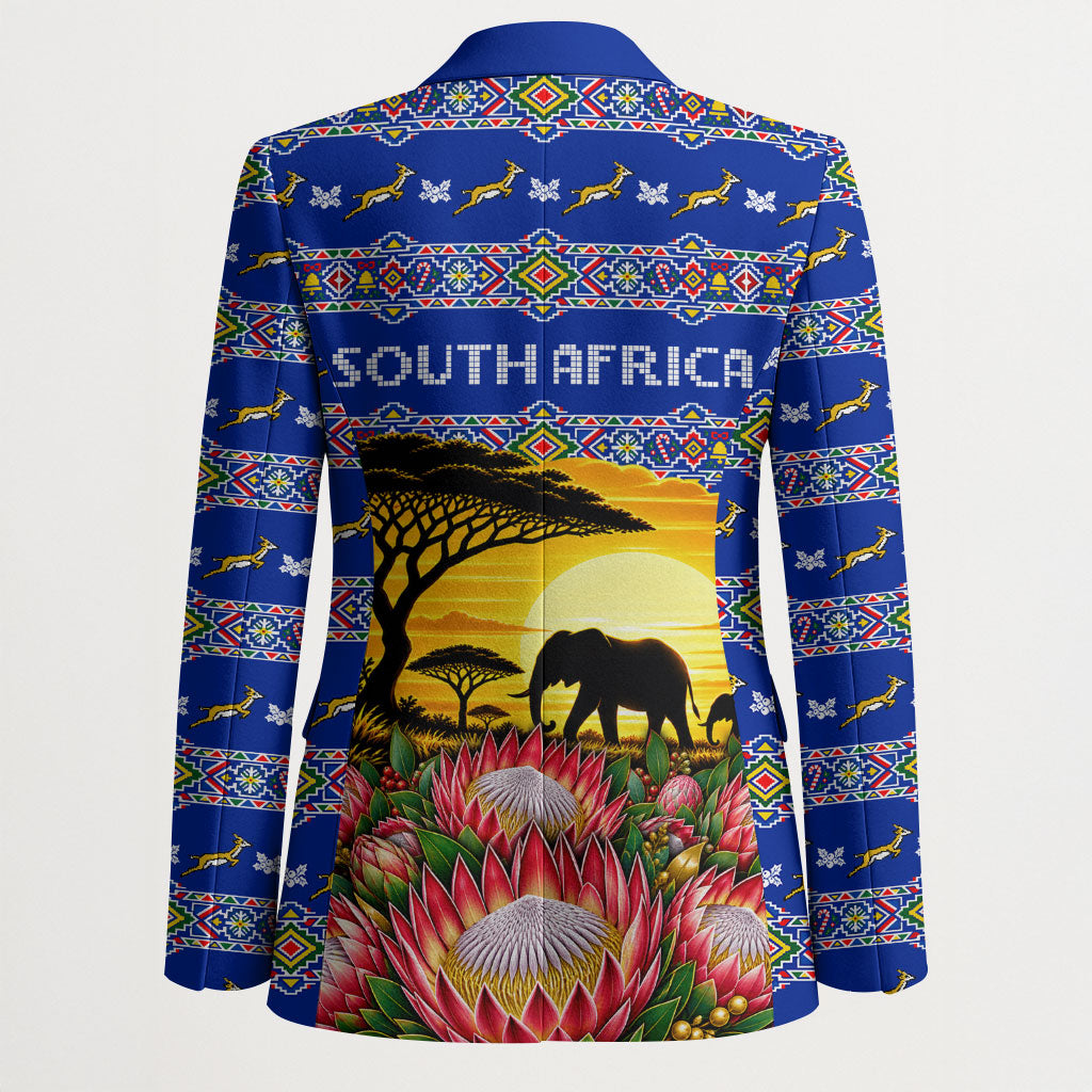 South Africa Christmas Blazer African Culture Protea Flower Safari Sunset