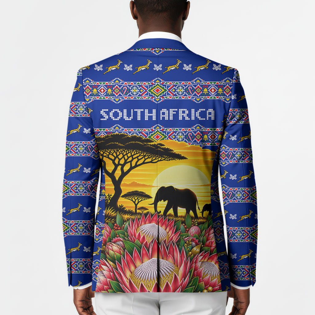South Africa Christmas Blazer African Culture Protea Flower Safari Sunset