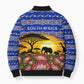 South Africa Christmas Bomber Puffer Jacket African Culture Protea Flower Safari Sunset