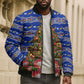 South Africa Christmas Bomber Puffer Jacket African Culture Protea Flower Safari Sunset