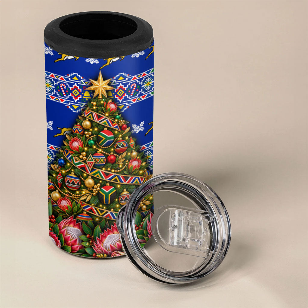 South Africa Christmas 4 in 1 Can Cooler Tumbler African Culture Protea Flower Safari Sunset