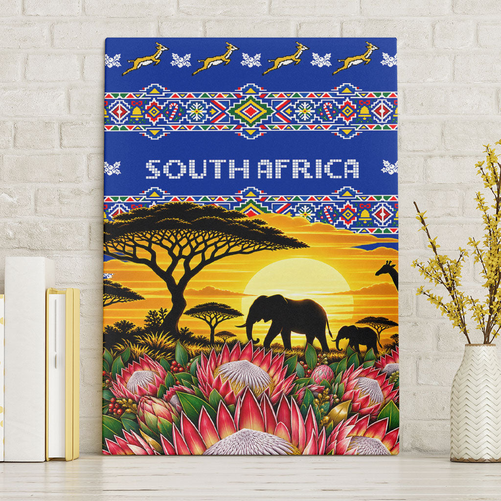 South Africa Christmas Canvas Wall Art African Culture Protea Flower Safari Sunset