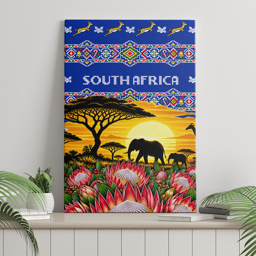 South Africa Christmas Canvas Wall Art African Culture Protea Flower Safari Sunset