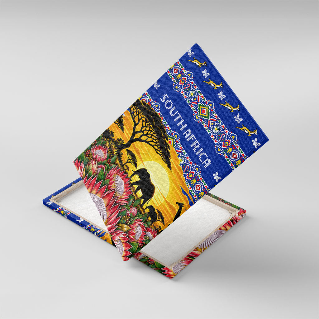 South Africa Christmas Canvas Wall Art African Culture Protea Flower Safari Sunset