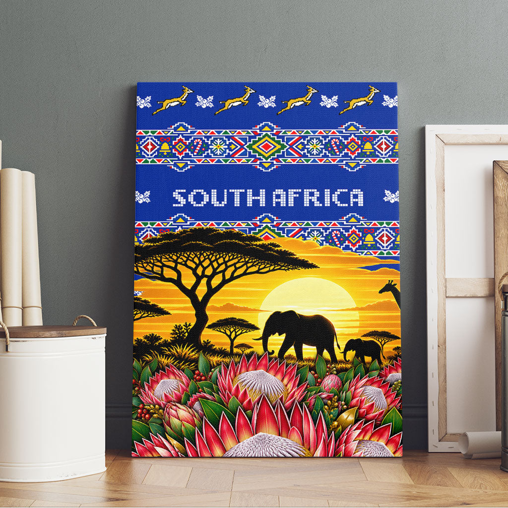 South Africa Christmas Canvas Wall Art African Culture Protea Flower Safari Sunset