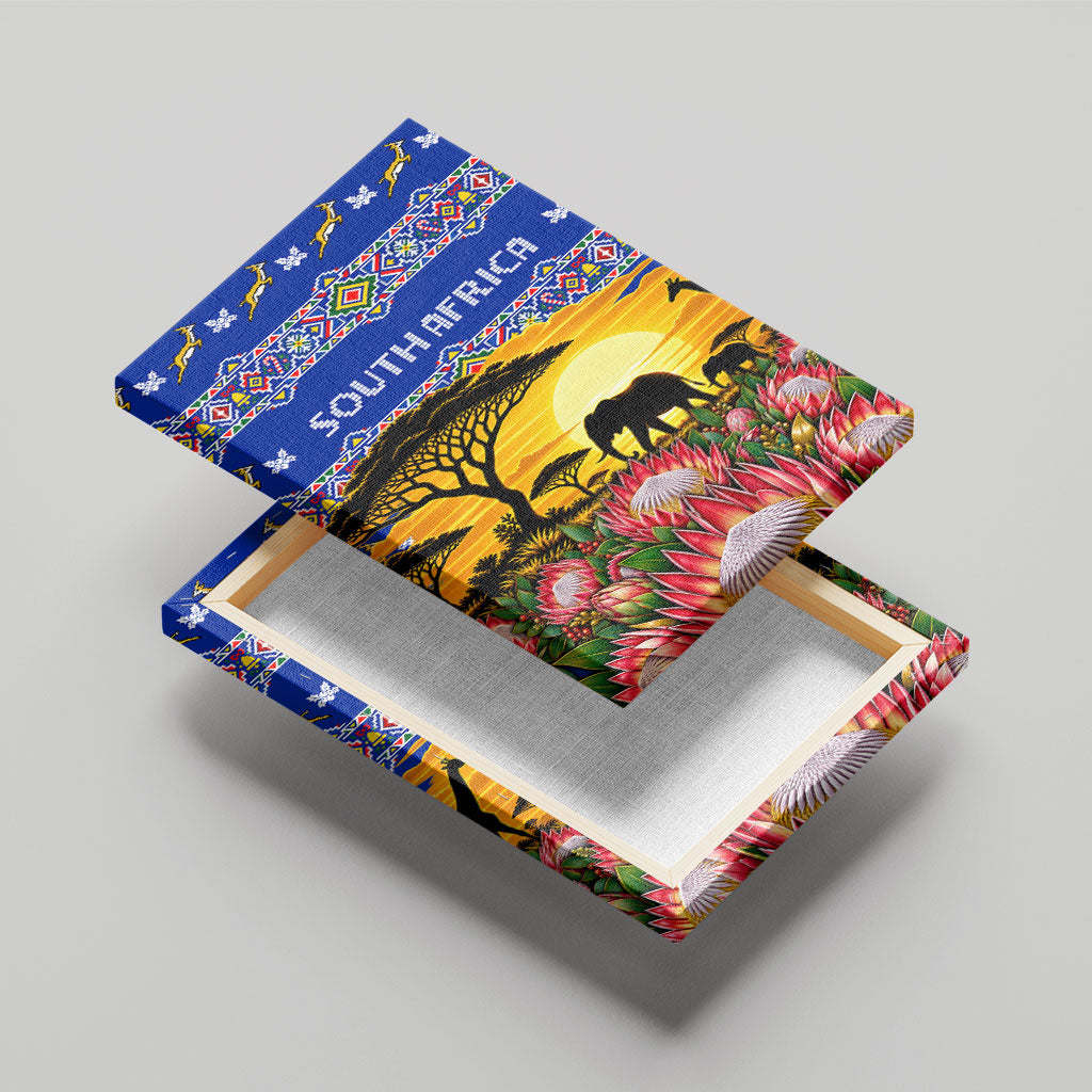 South Africa Christmas Canvas Wall Art African Culture Protea Flower Safari Sunset