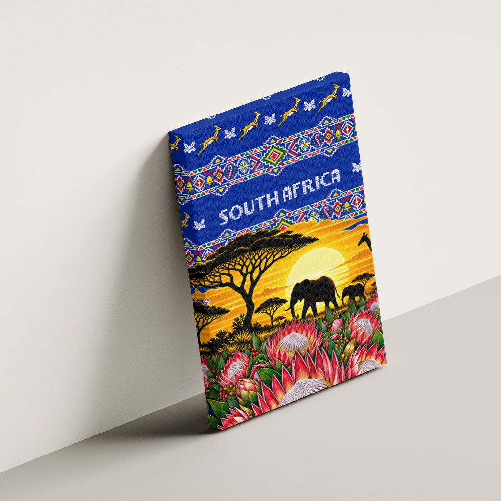 South Africa Christmas Canvas Wall Art African Culture Protea Flower Safari Sunset