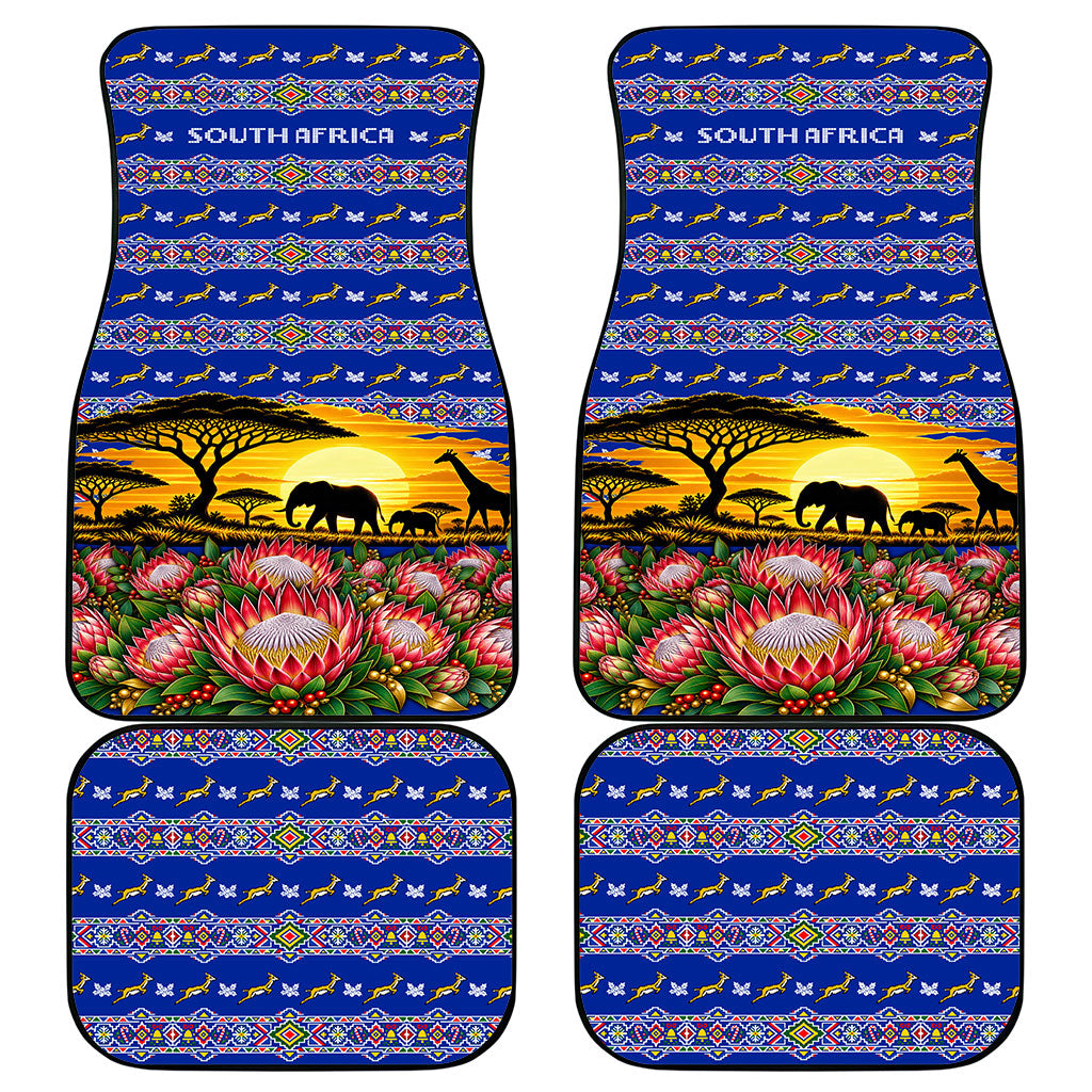South Africa Christmas Car Mats African Culture Protea Flower Safari Sunset