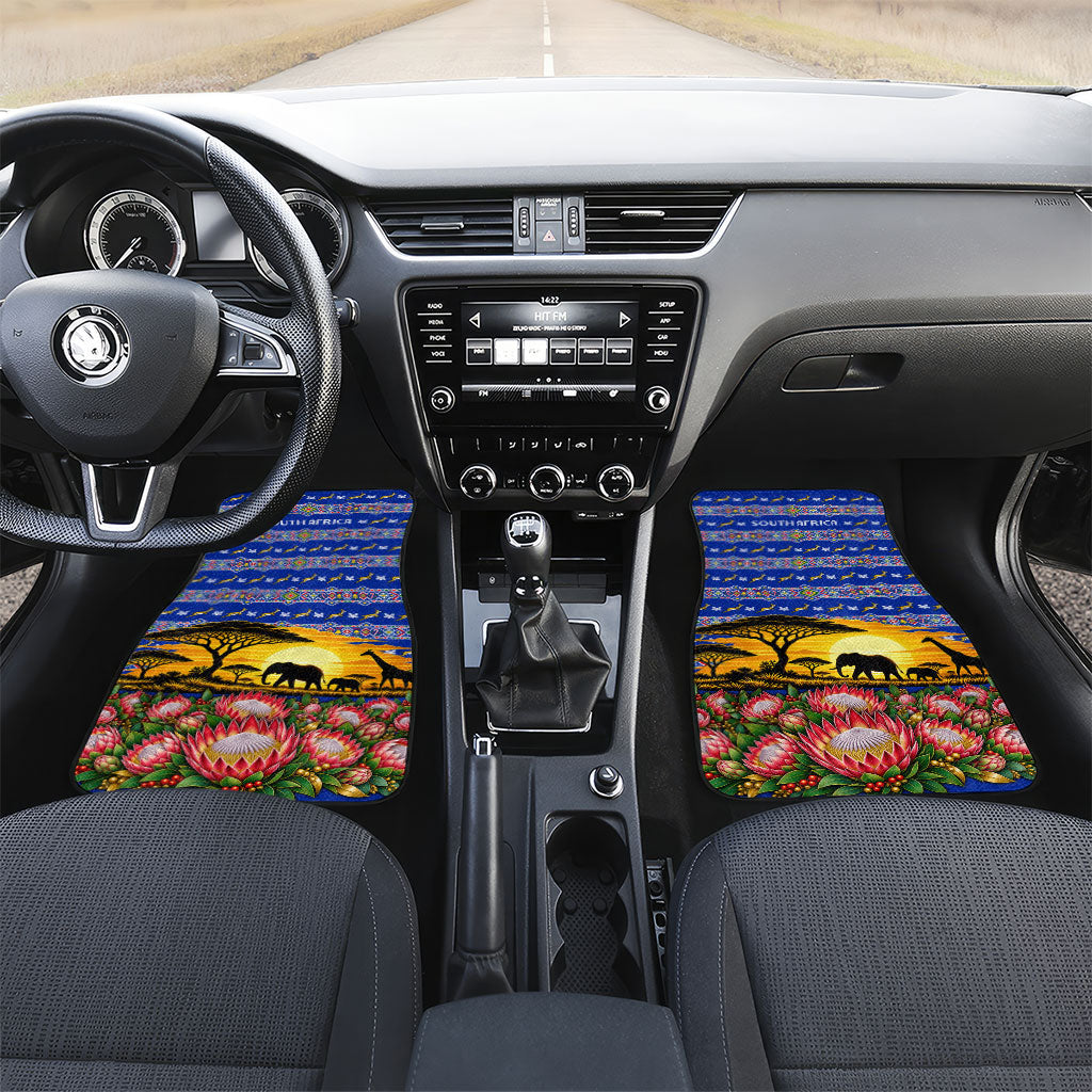 South Africa Christmas Car Mats African Culture Protea Flower Safari Sunset