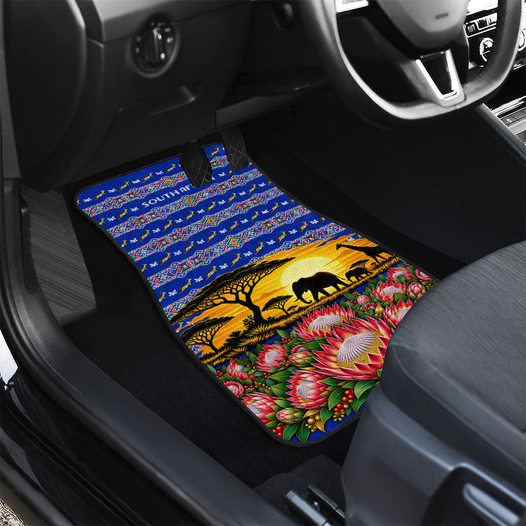 South Africa Christmas Car Mats African Culture Protea Flower Safari Sunset